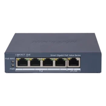 Switch PoE+ Gigabit / 4 Puertos PoE+ / 1 Puerto Uplink / Monitoreable / Alcance Extendido 300 m (984.3 ft) / 45 W / Gestión Cloud