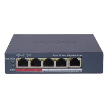 Switch PoE+ Monitoreable / 4 Puertos 10/100 Mbps PoE+ / 1 Puerto Uplink 10/100 Mbps / Alcance Extendido 300 m (984.3 ft) / 45 W / Gestión Web y Nube