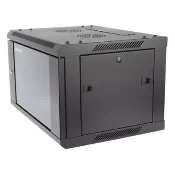 Gabinete de Montaje / 6 Unidades de Rack / 19" / Carga 40 kg / Puerta Cristal Templado / Pared o Piso / 600 x 368 x 450 mm (23.6 x 14.5 x 17.7 in)