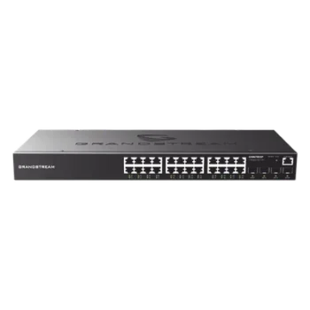 Switch PoE+ Administrable / 24 Puertos Gigabit / 4 SFP Uplink / 360W PoE Total / 56 Gbps Switching / Cloud Gratuito / Rack 19"