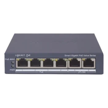 Switch PoE+ Administrable / 4 Puertos Gigabit PoE+ / 2 Puertos Uplink Gigabit / Alcance Extendido 300 m (984.3 ft) / 45 W / Gestión en Nube
