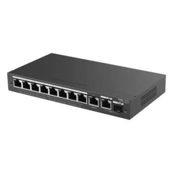Switch Administrable / 8 Puertos PoE+ / 130 W / 2 Uplinks Gigabit / 20 Gb/s / Sin Ventilador