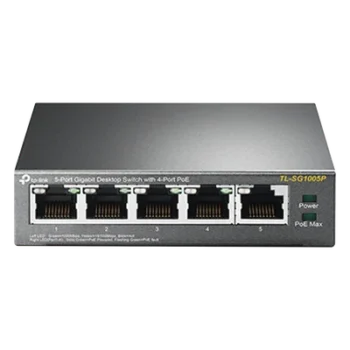 Switch de Escritorio / 5 Puertos Gigabit / 4 Puertos PoE 802.3af/at 65W / PoE Extendido 250m (820 pies) / Sin Ventilador