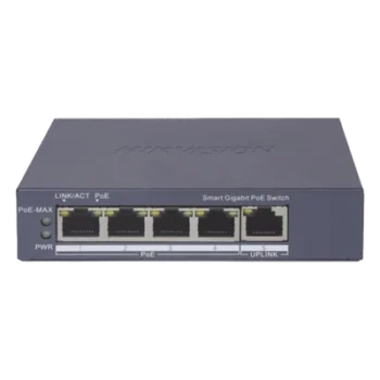 Switch PoE+ Administrable / 4 Puertos Gigabit PoE+ / 1 Puerto Uplink Gigabit / Alcance Extendido 300 m (984.3 ft) / 60 W / Gestión en Nube