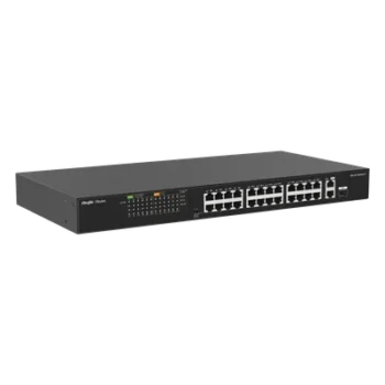 Switch PoE+ No Administrable / 24 Puertos 10/100 PoE+ / 2 Uplinks Gigabit / 370W PoE / 8.8 Gbps / 1.44 ft x 0.70 ft x 0.14 ft