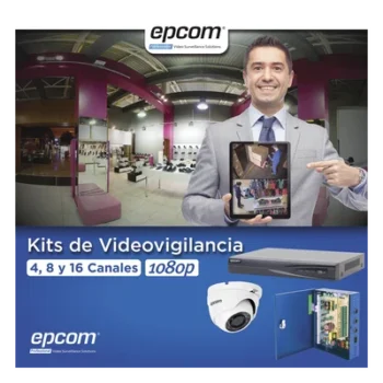 Kit Videovigilancia / DVR 16 Canales / 16 Cámaras Eyeball 1080p / IR 20 m (65.6 ft) / Fuente 16 Canales 20A / Transceptores UTP