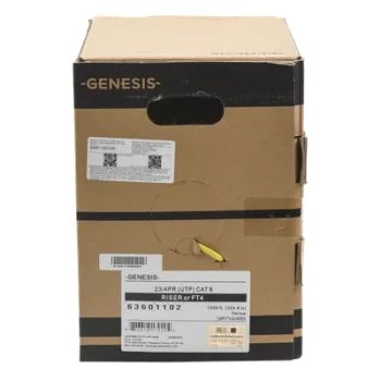 Bobina de Cable UTP Cat6 Riser / 305m (1000 pies) / Color Amarillo / UL CMR / Probado a 350 MHz / 23 AWG Cobre Sólido / -20°C a 75°C / CCTV, Datos, IP, RS485