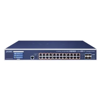 Switch Administrable Capa 3 / 24 Puertos Gigabit PoE++ 802.3bt 75 W / 600 W PoE Total / 4 Puertos 10G SFP+ / Pantalla Táctil LCD / Fuente Redundante CA/CC