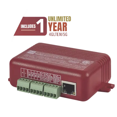 Comunicador Dual para Panel de Incendio / 4G LTE-M + Ethernet / 4 Entradas Contact-ID / 2 Salidas de Voltaje / UL 864 / CSFM 7300