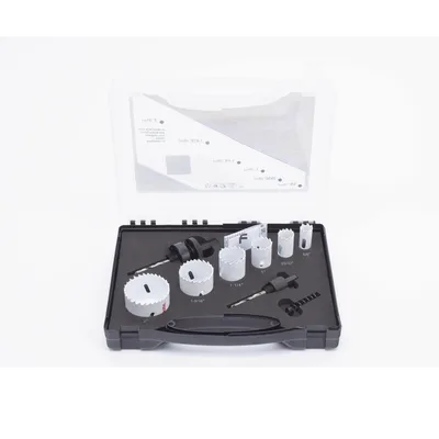 Kit de Broca Sierra / 6 Piezas Bi-Metal / Diámetro Máximo 2-1/4 in / Dientes Paso Variable / 2 Adaptadores / Resorte de Expulsión