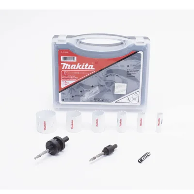 Kit de Broca Sierra / 6 Piezas Bi-Metal / Diámetro Máximo 2-1/4 in / Dientes Paso Variable / 2 Adaptadores / Resorte de Expulsión