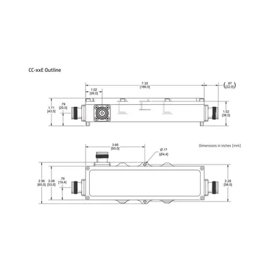 Acoplador direccional / 5dB / 575-2700MHz / 300W / -161dBc PIM / IP67 / Conector 4.3-10