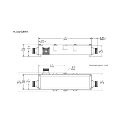 Acoplador direccional / 10dB / 575-2700MHz / 300W RMS / 1kW pico / PIM -161dBc / IP67 / Conector 4.3-10