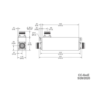 Acoplador direccional / 5dB / 617-5925MHz / 300W / -161dBc PIM / 4.3-10 / IP67 / 0.5-6GHz