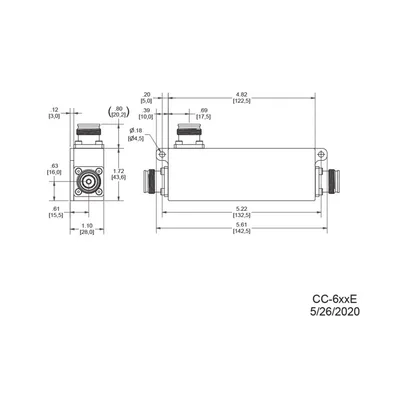 Acoplador direccional / 13dB / 617-5925MHz / 300W / -161dBc PIM / 4.3-10 / IP67 / 2028 pies