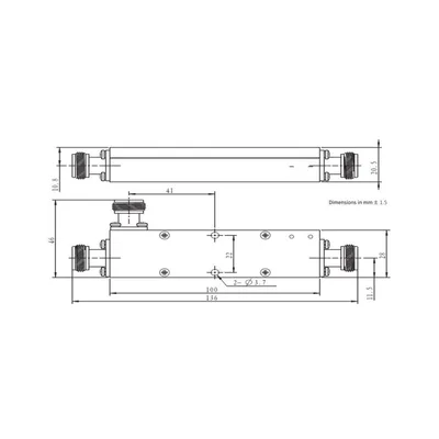Acoplador direccional / 5dB / 694-2700 MHz / 50W / Conectores N / 19dB directividad