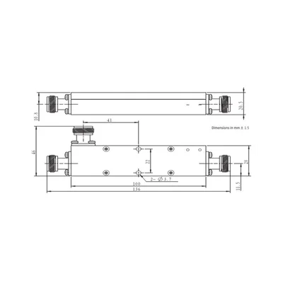 Acoplador Direccional / 13dB / 694-2700 MHz / 50W / IP64 / Tipo N