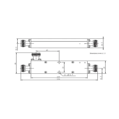 Acoplador direccional / 10dB / 694-2700 MHz / 50W / Tipo N / 0.23-0.89 pies
