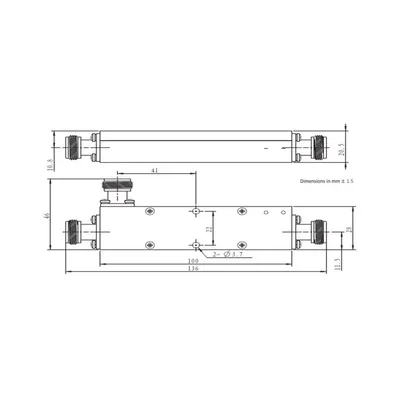 Acoplador direccional / 20 dB / 694-2700 MHz / 50 W / Conectores N hembra / Diseño microstrip