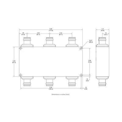 Combinador híbrido / 3x3 / 617-2700 MHz / 150W / -161 dBc / 4.3-10 IP68 / Uso exterior