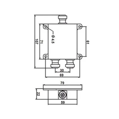 Divisor de Potencia / 2 Vías / 694-2700 MHz / 50W / PIM -154 dBc / IP67 / 2.28-8.86 pies