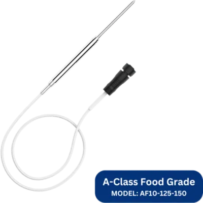 Sonda de Temperatura PT100 Clase B / Tubo Recto Acero Inoxidable 304 / Cable PVC 2 m (6.6 ft) / Rango -40 a 125 °C / Precisión ±0.5 °C / Compatible con TS301 y TS302