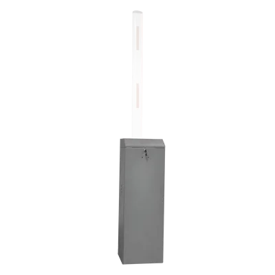 Barrera vehicular izquierda / Soporta brazo de hasta 3 m / Apertura en 1.5 s /Final de carrera ajustable por programación / Movimiento fluido / Diseño elegante color gris