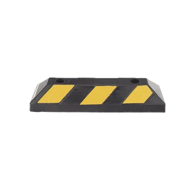 Tope de Estacionamiento Vehicular / Hule Reciclado / 55cm / 1.8ft / Franjas Amarillas Reflejantes / Carga 5 Toneladas