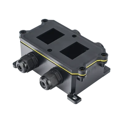 Caja de Montaje Superficial / 2 Espacios para Interruptores / IP65 / 4 Puertos PG9 / ABS/PA66 Retardante a la Flama / 104 x 119 x 40 mm