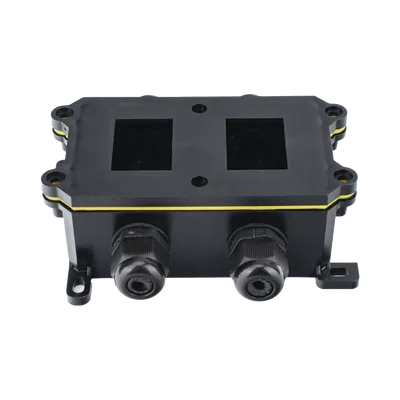 Caja de Montaje Superficial / 2 Espacios para Interruptores / IP65 / 4 Puertos PG9 / ABS/PA66 Retardante a la Flama / 104 x 119 x 40 mm