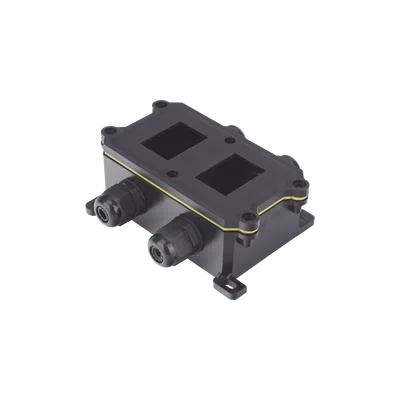Caja de Montaje Superficial / 2 Espacios para Interruptores / IP65 / 4 Puertos PG9 / ABS/PA66 Retardante a la Flama / 104 x 119 x 40 mm