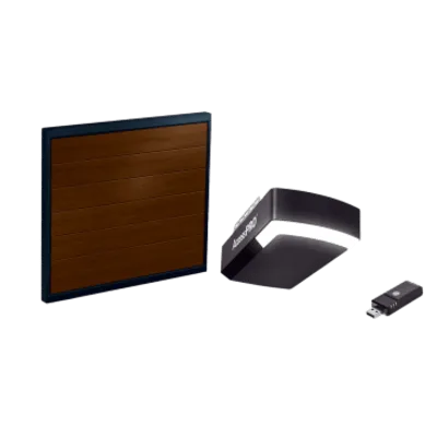 KIT COMPLETO Incluye /Puerta D/ Garage / APDOORB 12x8 Pies / Lisa Linea Central / Imitacion madera / Insulada / Interfase ACCESSWIFI / Motor FS1000M / 1/2HP / Fuerte/Silencioso/Luz LED/Motor DC .