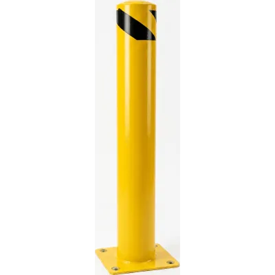 Bolardo Fijo de Acero / Diámetro 114 mm / Altura 1000 mm (3.28 ft) / Grosor de Pared 2 mm / Base Soldada 150 x 150 mm / Pintura en Polvo