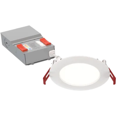 Luminaria LED Empotrado de 6" / Lúmenes Conmutables 800/1050/1300 lm / Temperatura de Color Ajustable 2700K-5000K / CRI 90 /16W / 120V / Acabado Blanco Mate / Atenuación Triac 100%-10% / Clasificado I