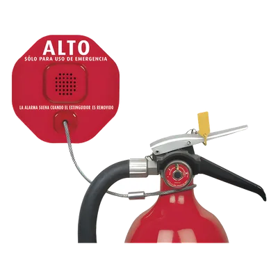 Alarma Antirrobo para Extintores / Sirena 95-105 dB / Alimentación 12-24 VCD o Batería 9V / Policarbonato Resistente