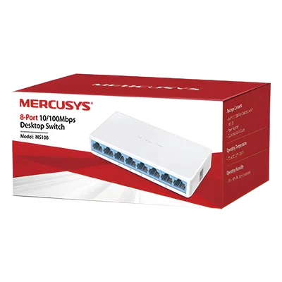 Switch de Escritorio / 8 Puertos 10/100 Mbps / Capacidad de Conmutación 1.6 Gbps / Sin Ventilador / Plug and Play