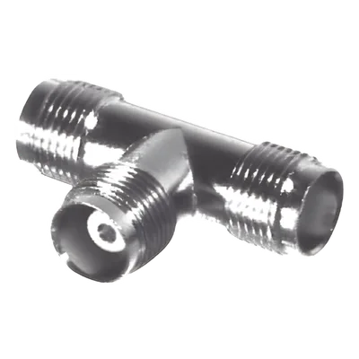 Adaptador en T / Doble TNC Hembra / 50 Ohm / Bronce Niquelado / Contacto Oro / Aislante Teflón
