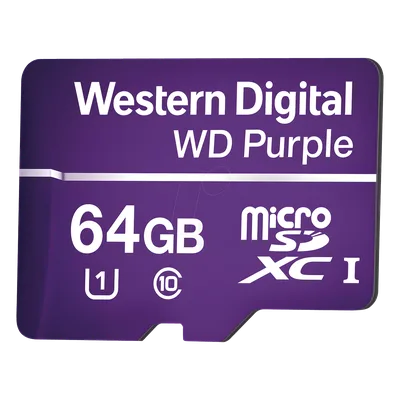 Memoria microSD de 64GB PURPLE, Especializada Para Videovigilancia, 10 VECES MAYOR DURACIÓN, 3 AÑOS DE GARANTIA