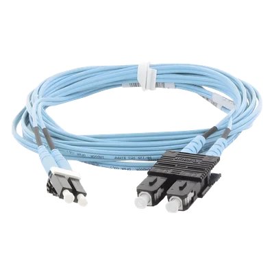 Jumper de Fibra Óptica / Multimodo OM3 50/125 / LC-SC Duplex / OFNR Riser / Aqua / 10 m (32.81 ft)