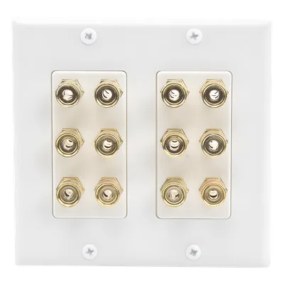 Placa de Pared para Altavoces / 12 Postes Tipo Banana / 6 Canales / Conectores Chapados en Oro / Instalación sin Soldadura