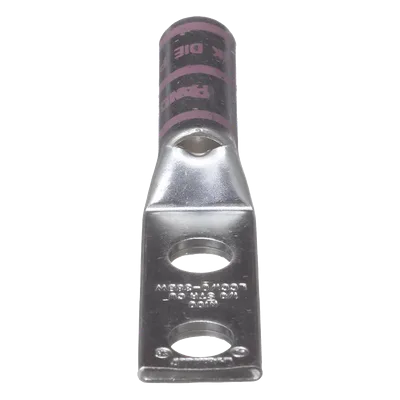 Zapata de Compresión / Cal. 1/0 AWG / Doble Barreno 3/8 in (9.5 mm) / 35 kV / UL 90°C / Barril Largo con Ventana de Inspección