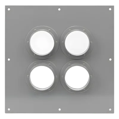Placa Pasamuros / 4 Botas de 4 Pulgadas / Aluminio Resistente a Corrosión / Diseño Industrial