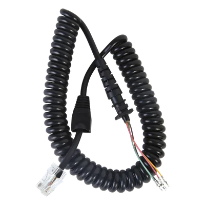Cable de Micrófono Espiral / Conector 8P8C6 / Longitud 280 mm / Diámetro 4.5 mm / Temperatura -20~105°C / PP-PU Negro
