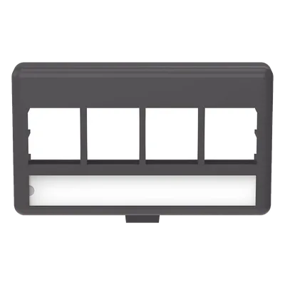 Placa de Mobiliario Modular / 4 Puertos Keystone / Salida Plana / 2.9" x 1.77" (73.66 x 44.95 mm) / Color Negro