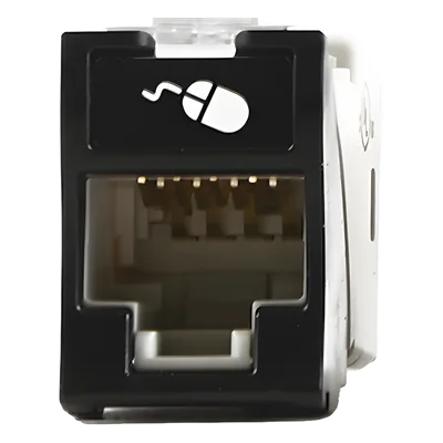 Jack / Cat6 / UTP / Montaje Híbrido Plano-Angulado / 1 Puerto / Negro / 22-24 AWG / -10 a 60 °C
