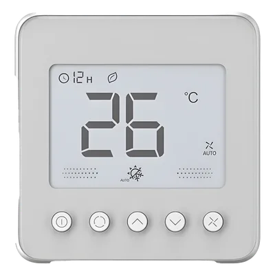Termostato digital / Serie TF418 / Fan Coil 2-4 tuberías / 110 VCA / Ventilador 3 velocidades / Válvula On-Off / LCD