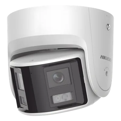 Cámara Turret IP Panorámica / 4 Megapixel / Dual Lente 2.8 mm / 180° / Color 24/7 / Luz Blanca 30 m (98.4 ft) / WDR 130 dB / IP67 / PoE