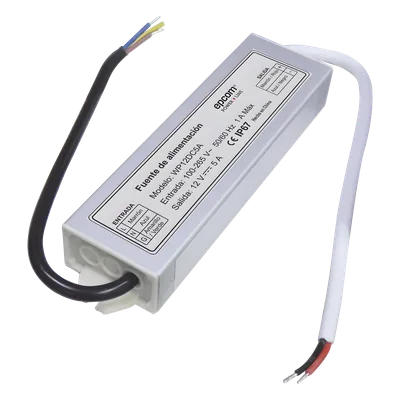 Fuente de Alimentación / 12 VDC / 5 A / IP67 / 100-265 VCA / -30°C a 70°C / 1.57 x 5.12 x 0.87 in