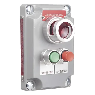 Cubierta para Estación de Control / 2 Botones Pulsadores Rojo-Verde / Luz Piloto Roja / Áreas Clasificadas Clase I Div 1&2 / NEMA 7(C,D) 9(E,F,G)