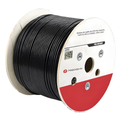 Cable UTP Cat5e / 4 Pares / 24 AWG / 305 m (1000 pies) / 100% Cobre / LDPE UV / Gel Relleno / Exterior